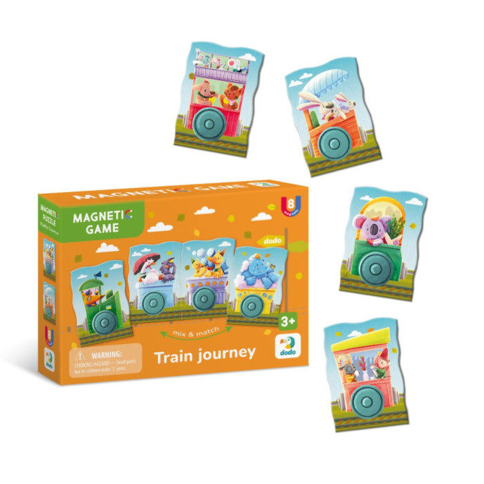 Дитяча магнітна гра "Подорож потягом" 200254, 8 елементів DoDo Toys