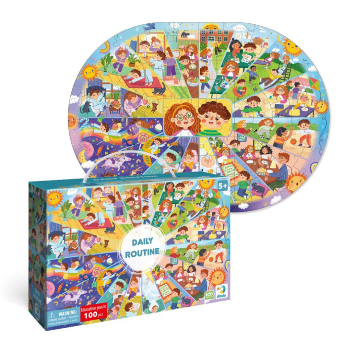 Дитячий віммельпазл "Розпорядок дня" 300619, 100 елементів DoDo Toys
