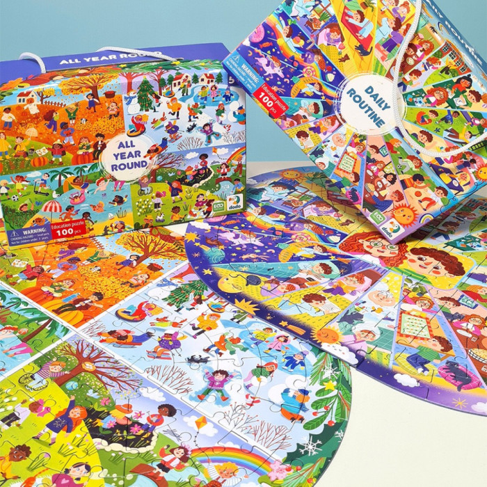 Дитячий віммельпазл "Розпорядок дня" 300619, 100 елементів DoDo Toys