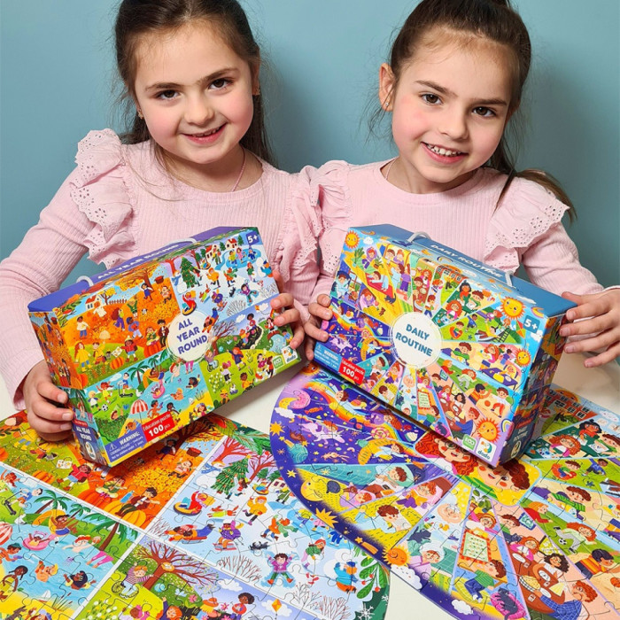 Дитячий віммельпазл "Розпорядок дня" 300619, 100 елементів DoDo Toys