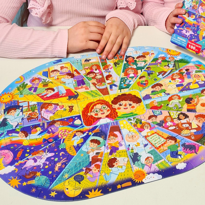 Дитячий віммельпазл "Розпорядок дня" 300619, 100 елементів DoDo Toys