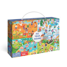 Дитячий віммельпазл "Увесь рік" 300607, 100 елементів DoDo Toys