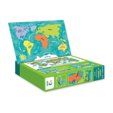 Дитяча магнітна мапа світу тварини 200267, 36 елементів DoDo Toys