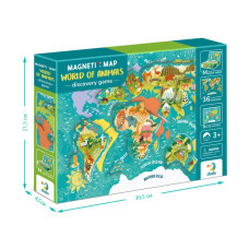 Дитяча магнітна мапа світу тварини 200267, 36 елементів DoDo Toys