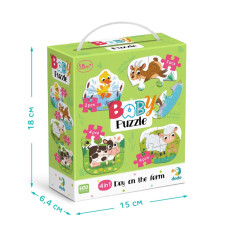 Дитячий пазл 4 в 1 "Baby puzzle. День на фермі" 300687 набір 4 в 1 DoDo Toys