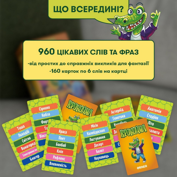 Карткова гра "Крокодил" orner-2678, 160 карток, інструкція Orner