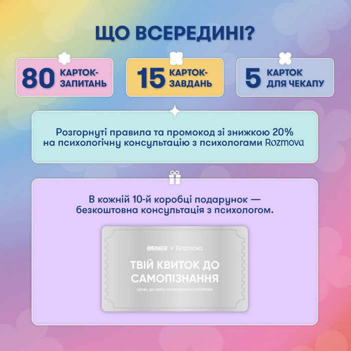 Картки саморефлексії "Розмова з собою" orner-2971, 100 карток Orner