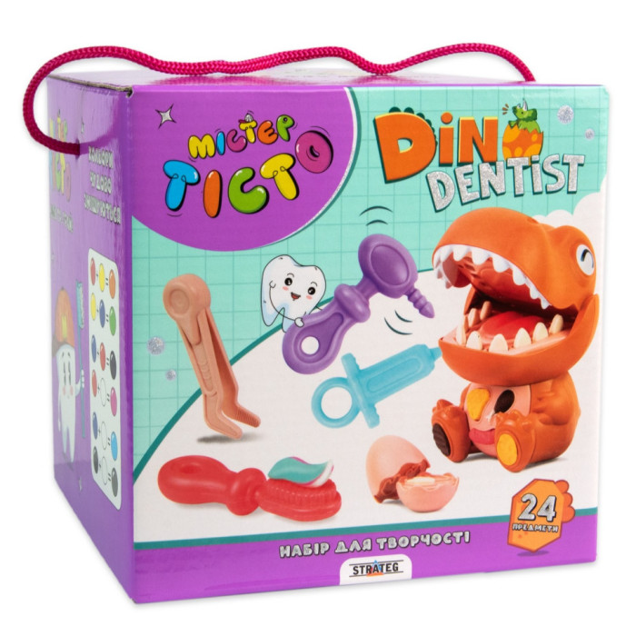 Дитячий набір для творчості "Містер тісто Dino Dentist" 41020, 24 предмети Strateg