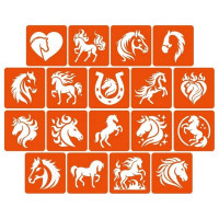 Набір трафаретів для біо-тату "Коні" horses_5x5_18_1, 5х5 см Fresh Tattoo