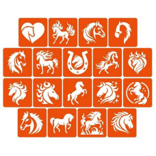 Набір трафаретів для біо-тату "Коні" horses_5x5_18_1, 5х5 см Fresh Tattoo