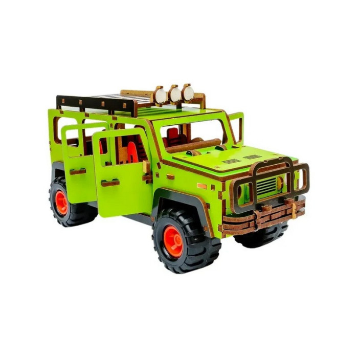 Дерев'яний 3D конструктор "Позашляховик" Puz-00951, 123 деталі PuzzleOK