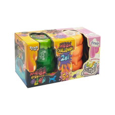 В'язка маса 2 в 1 "Mega Stretch Slime"та "Fluffy Slime" FLS-03-01U Зелений-помаранчевий Danko Toys
