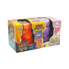 В'язка маса 2 в 1 "Mega Stretch Slime"та "Fluffy Slime" FLS-03-01U Помаранчевий-фіолетовий Danko Toys