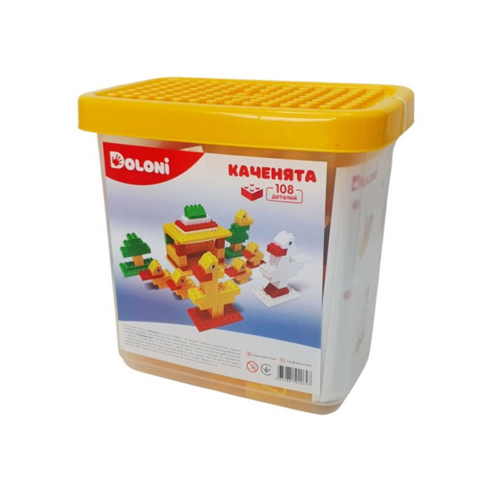 Конструктор "Каченята" 013888/11 в пластиковому боксі, 108 деталей Doloni