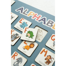 Дерев'яна абетка-вкладиш англійська "ALPHABET" 3240-03-002 синя 29х39 см VLADICO