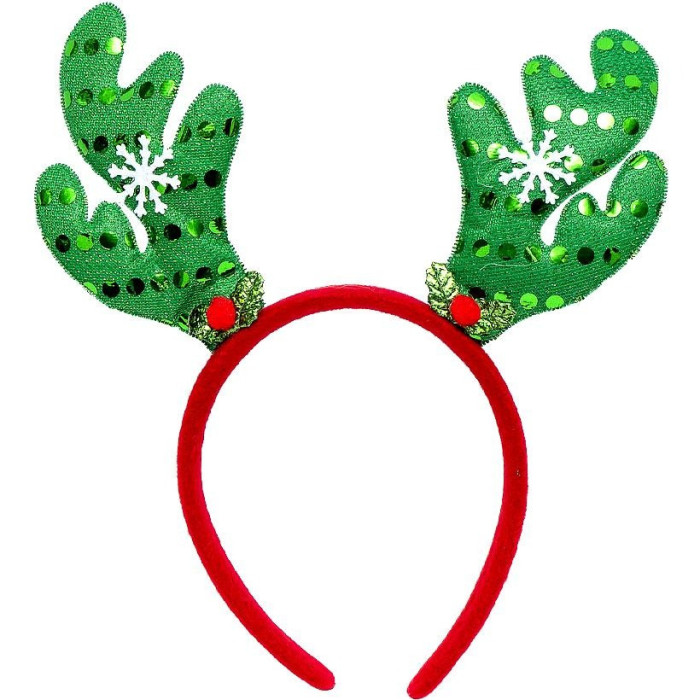 Обідок новорічний "Оленячі роги" 2502(Green) зелений Bambi