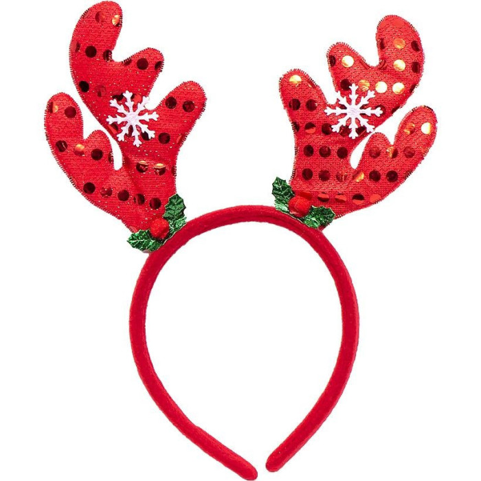 Обідок новорічний "Оленячі роги" 2502(Red) червоний Bambi