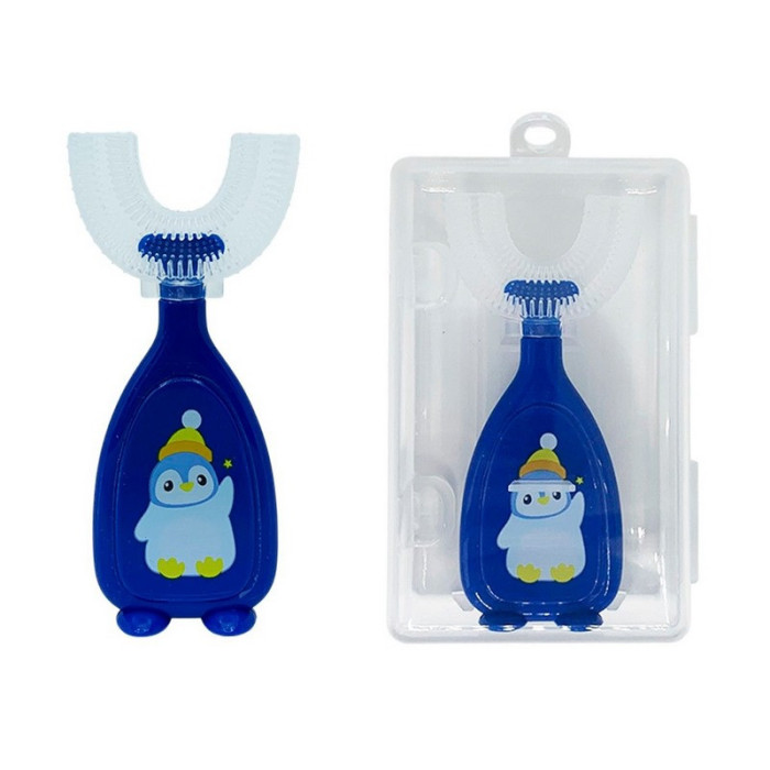 Дитяча зубна щітка-капа в футлярі MGZ-0730(Blue) блакитний Mega Zayka