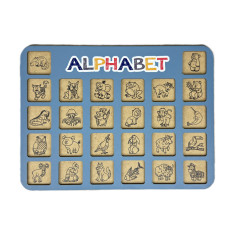 Дерев'яна абетка-вкладиш англійська "ALPHABET" 3240-03-002 синя 29х39 см VLADICO