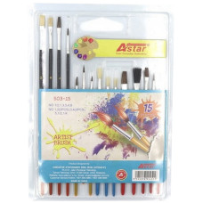 Набір художніх пензликів Astar 503-15 в наборі 15 штук Bambi