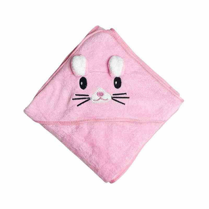 Дитячий рушник з капюшоном MGZ-0640(Pink) розмір 80х80 см Mega Zayka