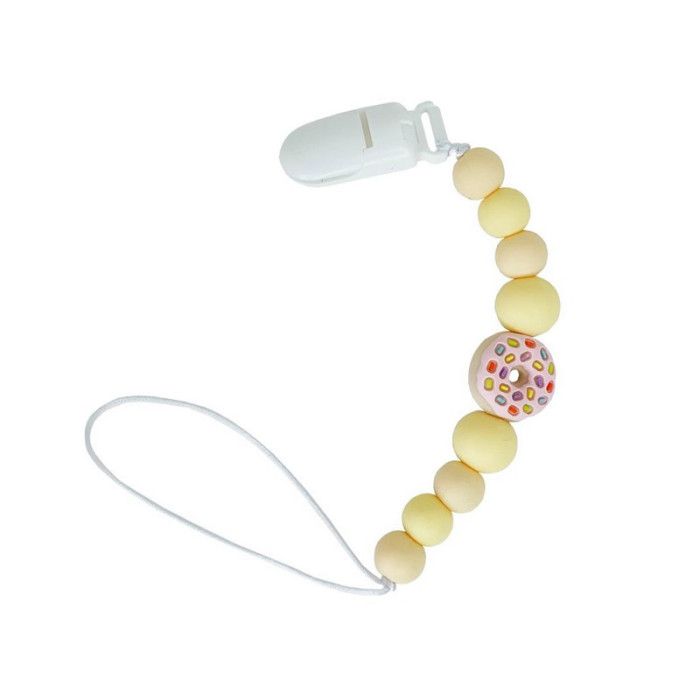 Силіконовий ланцюжок для пустушки "Пончик" MGZ-0523-4 довжина 24 см Mega Zayka