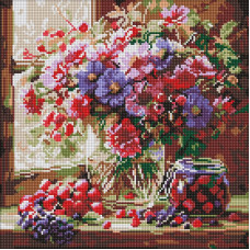 Алмазна мозаїка "Букет і фрукти"©art_selena_ua AMO8314, 40х40 см Идейка