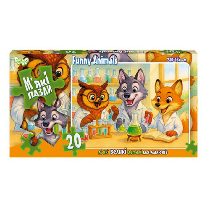 Дитячі м'які пазли "Funny Animals" S20-10-16, 20 елементів Danko Toys