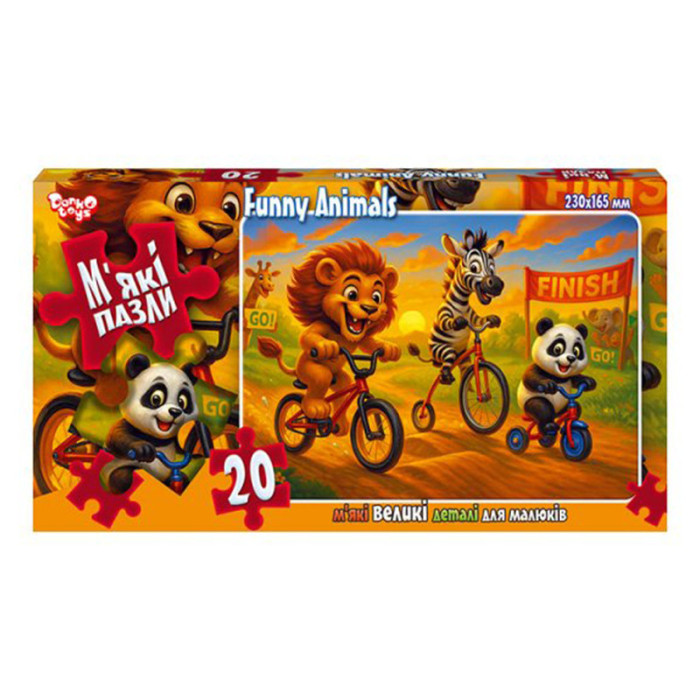 Дитячі м'які пазли "Funny Animals" S20-10-14, 20 елементів Danko Toys