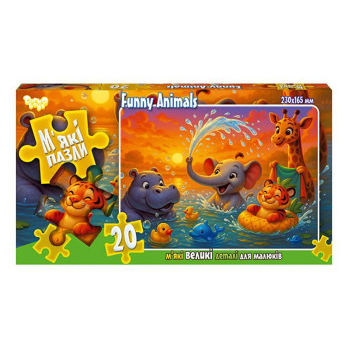 Дитячі м'які пазли "Funny Animals" S20-10-13, 20 елементів Danko Toys