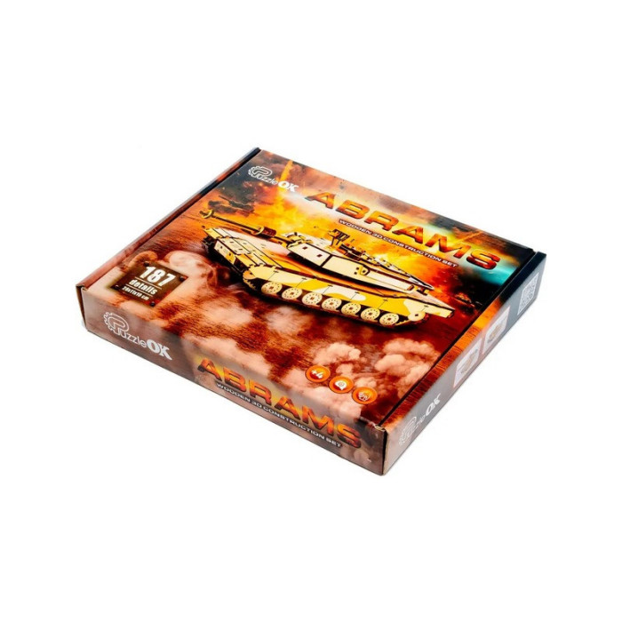 Дерев'яний 3D конструктор "Абрамс" Puz-00939, 187 деталей PuzzleOK