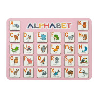 Дерев'яна абетка-вкладиш англійська "ALPHABET" 3240-03-001 рожева 29х39 см VLADICO