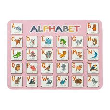 Дерев'яна абетка-вкладиш англійська "ALPHABET" 3240-03-001 рожева 29х39 см VLADICO