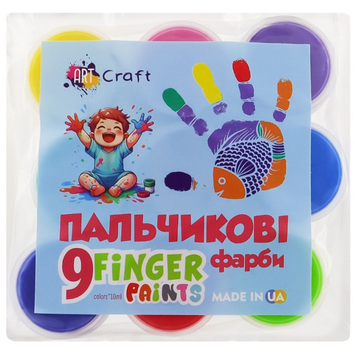 Набір пальчикових фарб 17049-AV 9 кольорів по 10 мл Art Craft