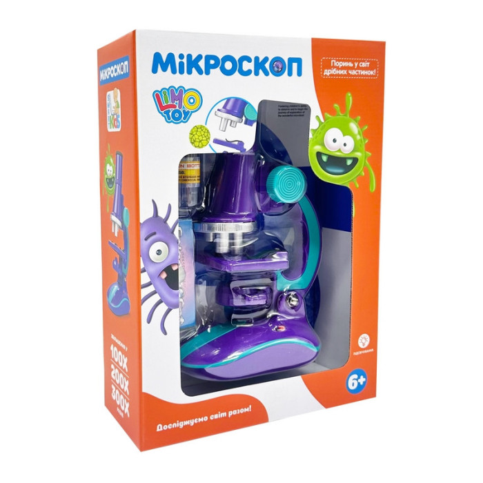 Дитячий мікроскоп SK 0006(Violet) світло, 19,5 см, 2 пробірки, скло Limo Toy
