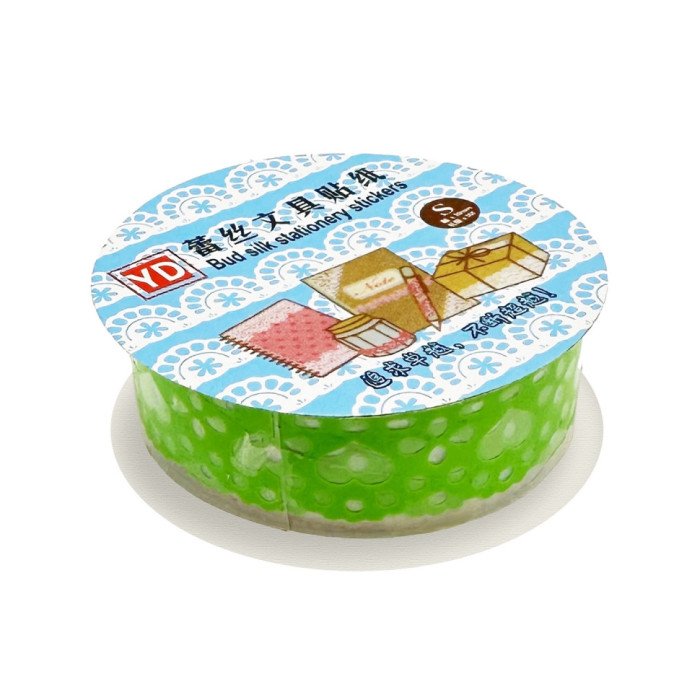Декоративний скотч з орнаментом "Серце"№63(Green) 1,8 см х 1 м Bambi