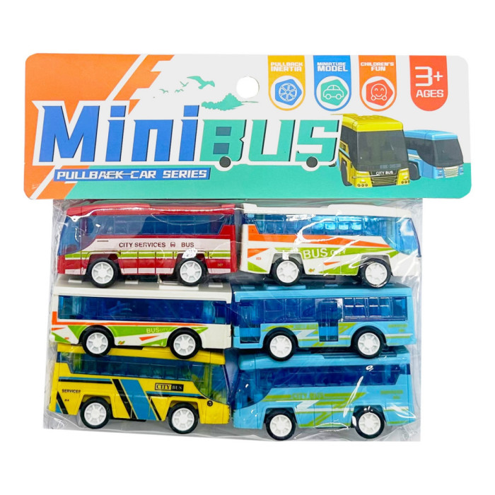 Дитячий набір інерційних автобусів HET-057, 6 штук в пакеті YG Toys