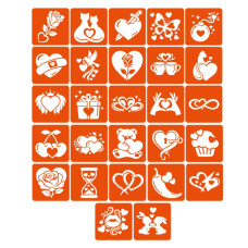 Набір трафаретів для біо-тату "Love Story" love-story_5x5_27_1, 27 трафаретів Fresh Tattoo