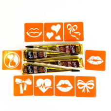Набір хни з трафаретами для біо-тату №10 henna-set-10, 9 трафаретів Fresh Tattoo