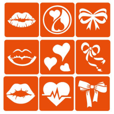 Набір хни з трафаретами для біо-тату №10 henna-set-10, 9 трафаретів Fresh Tattoo