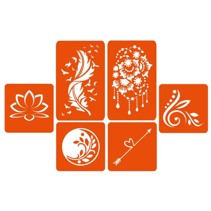 Набір кольорової хни з трафаретами для біо-тату №3 v2 color-henna-set-03 v2 Fresh Tattoo