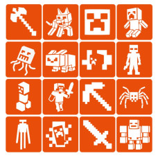 Набір трафаретів для біо-тату "Minecraft" Minecraft-6x6-16, 16 трафаретів Fresh Tattoo