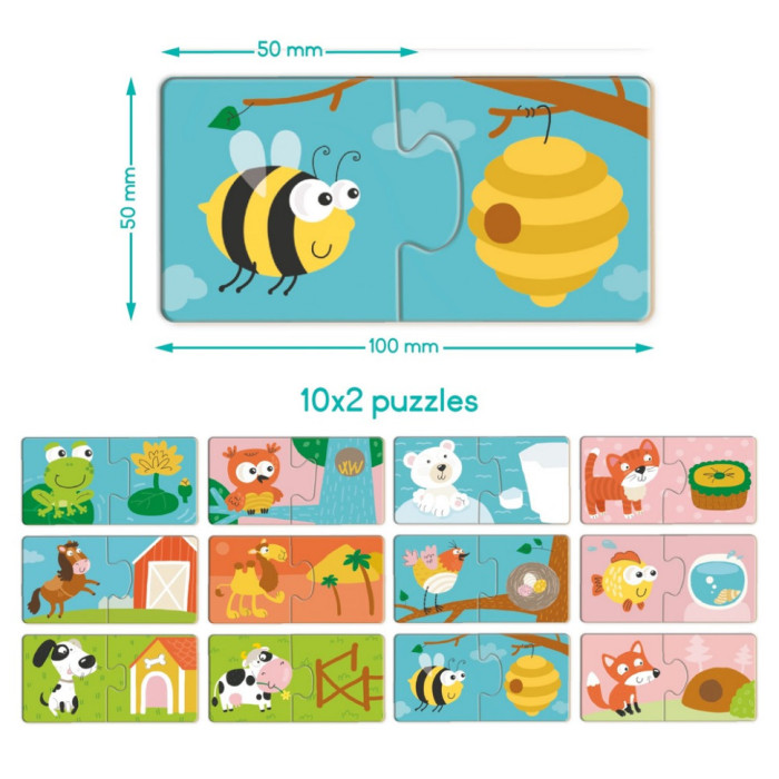 Дитячий пазл "ДУО-Звірята та їх домівки" 300690, 24 елемента DoDo Toys