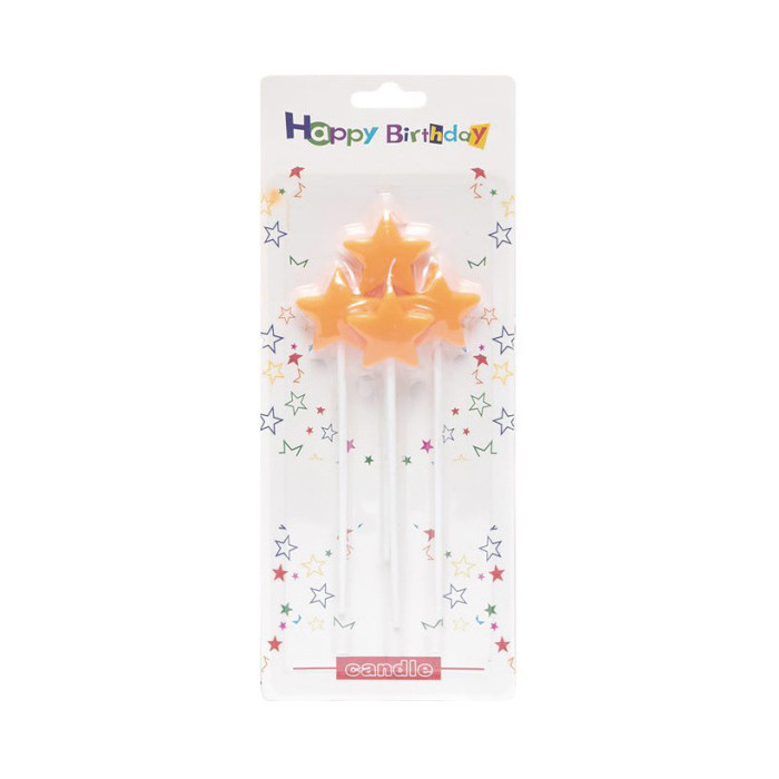 Набір свічок для торта "Зірочки" TL-1045(Peach) персиковий, 4 штуки Bambi