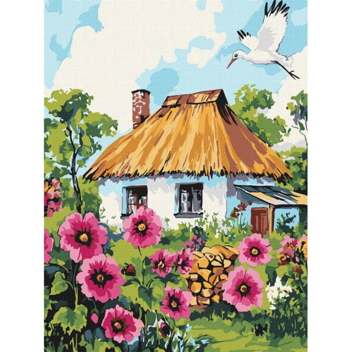 Картина за номерами "Мальви біля хати"©art_selena_ua KHO6407, 30x40 см Идейка