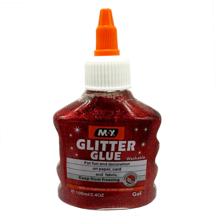 Клей декоративний "Металік Glitter" DSCN4619(Red) 100 мл Bambi