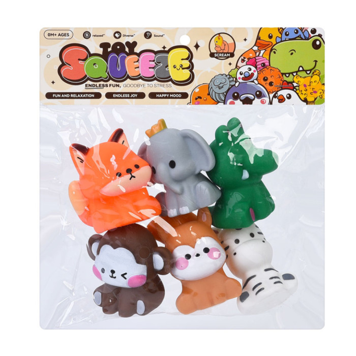 Дитячі іграшки для купання "Тваринки" 2025-18, 6 штук, з пискавкою Bambi