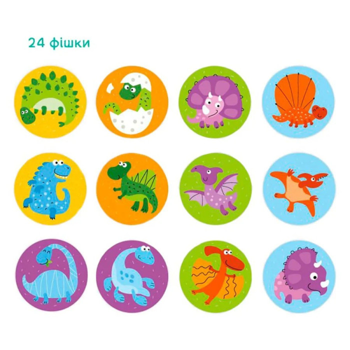 Дитяча настільна гра мемо "Динозаври" DoDo 300142, 24 фішки DoDo Toys