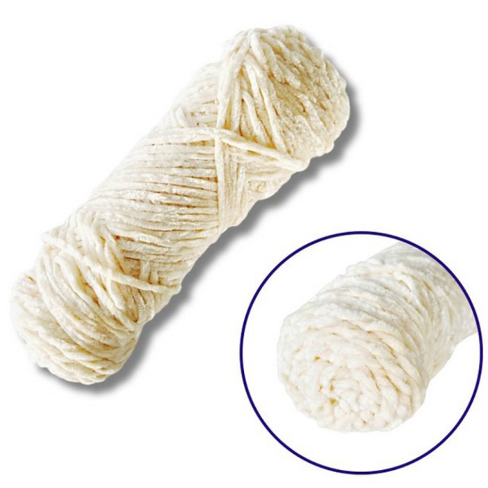Пряжа плюшева синель PP103, 100 грам, 100% поліестер, бежевий Brushme