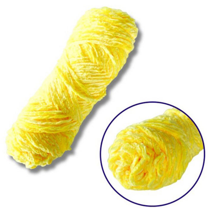 Пряжа плюшева синель PP102, 100 грам, 100% поліестер, яскраво-жовтий Brushme